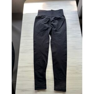 Ruched Bum Leggings‎ Black High Waist Yoga Pants Tummy Control Woman's Small